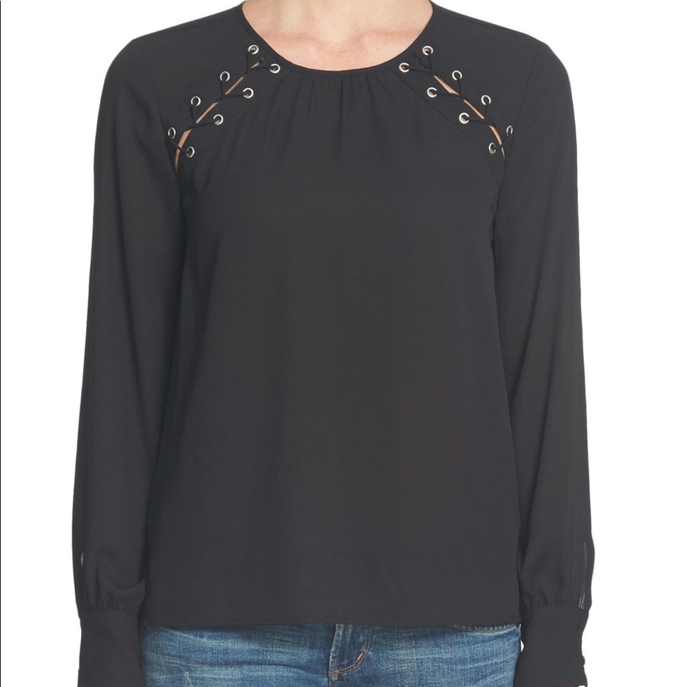 1.State Lace Up Shoulder Blouse